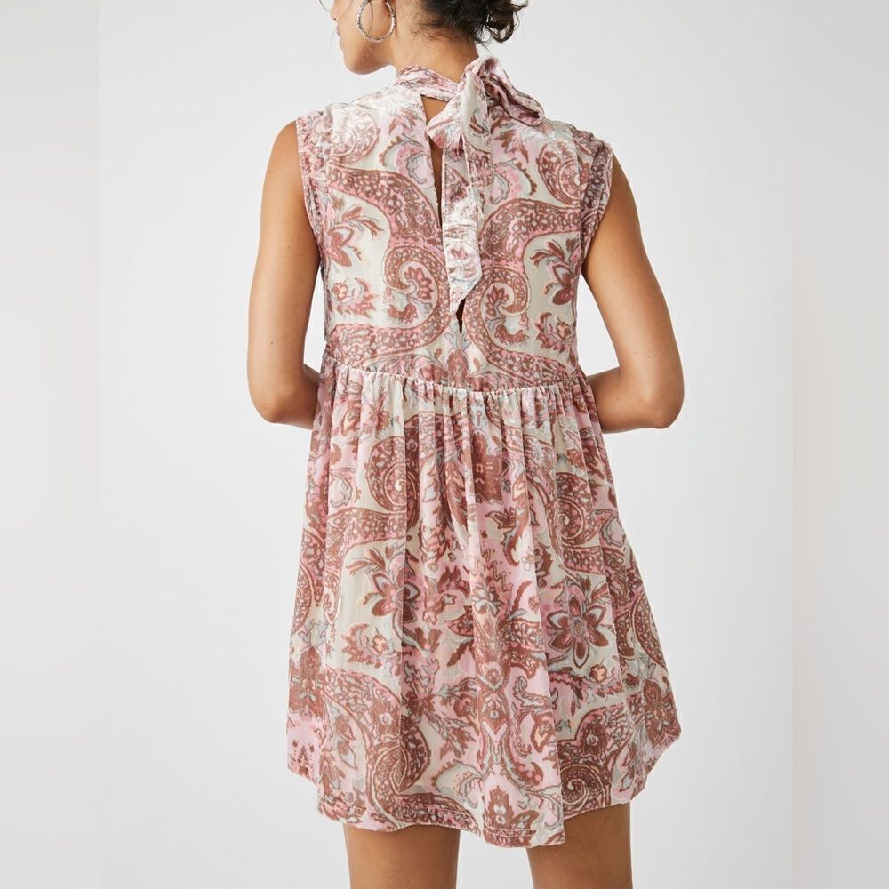 Free People All the Time velvet mini dress in petal - small NWT - Picture 2 of 10
